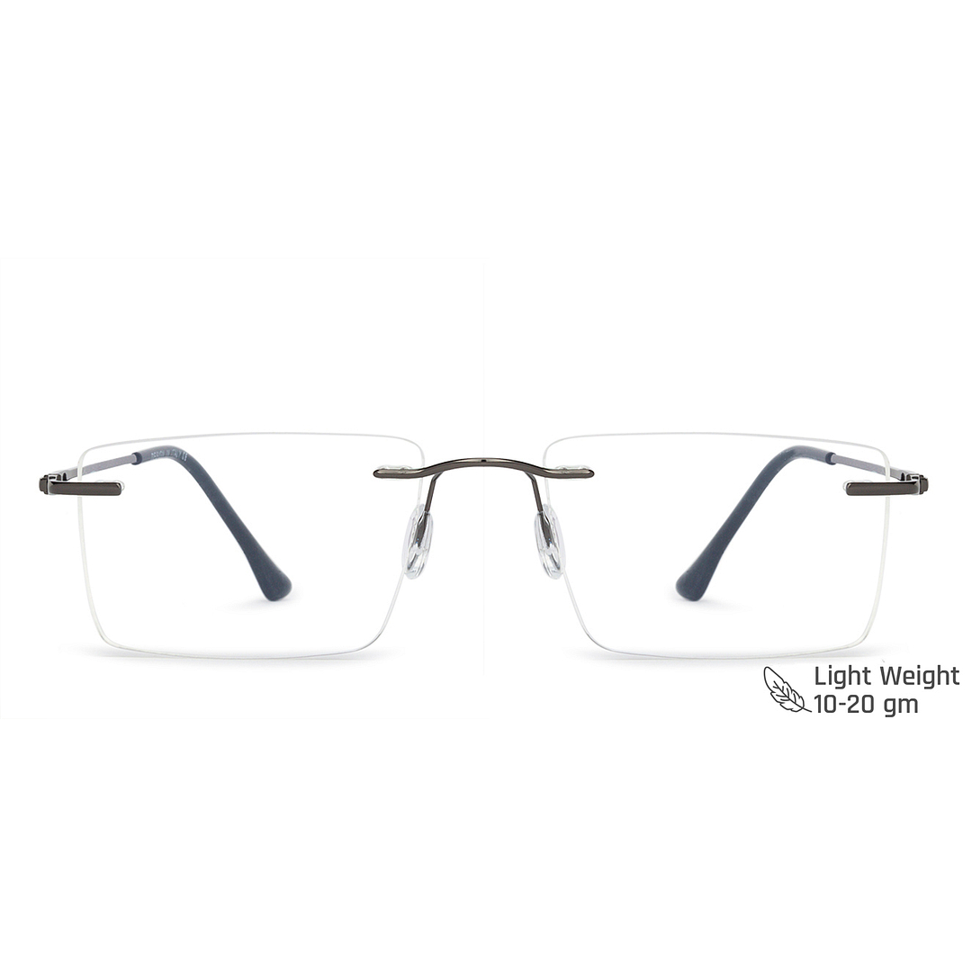 Vincent Chase Online Mid Gunmetal Rimless Rectangle left side