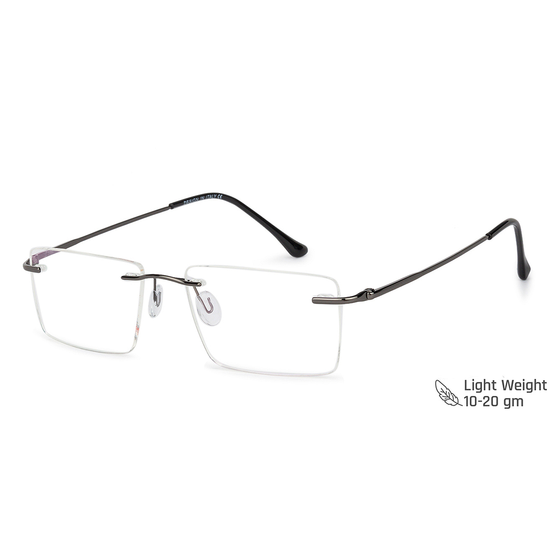 Vincent Chase Online Mid Gunmetal Rimless Rectangle right side