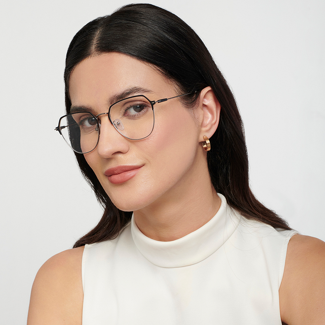 Vincent Chase Online Dark Gunmetal Full Rim Geometric left side