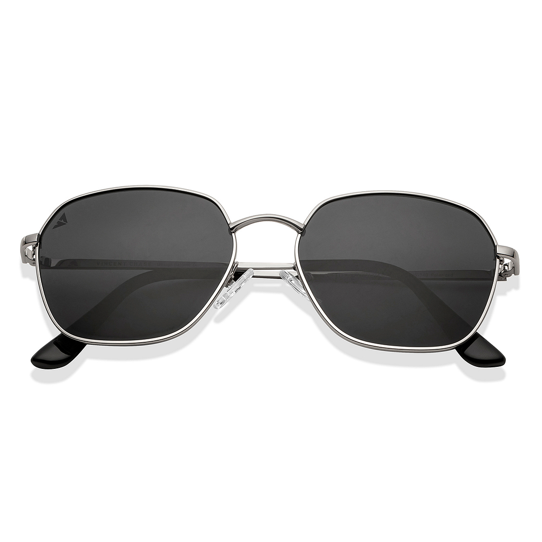 Vincent Chase Silver Full Rim Geometric left side