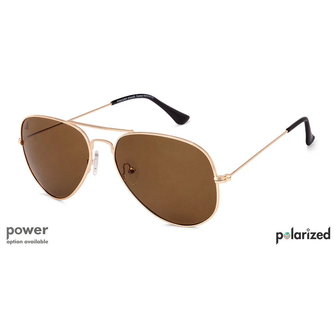 Vincent Chase Polarized Gold Full Rim Aviator left side