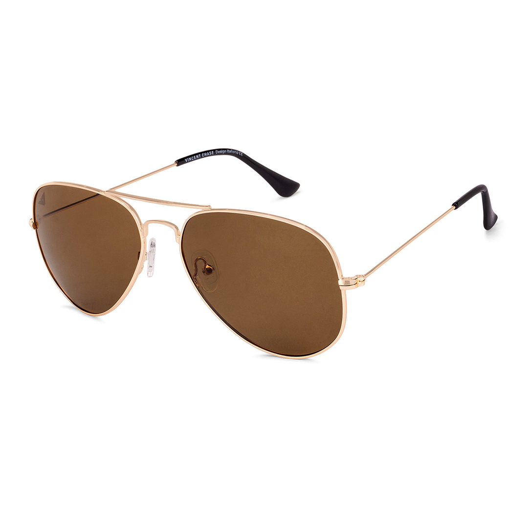 Vincent Chase Polarized Gold Full Rim Aviator right side