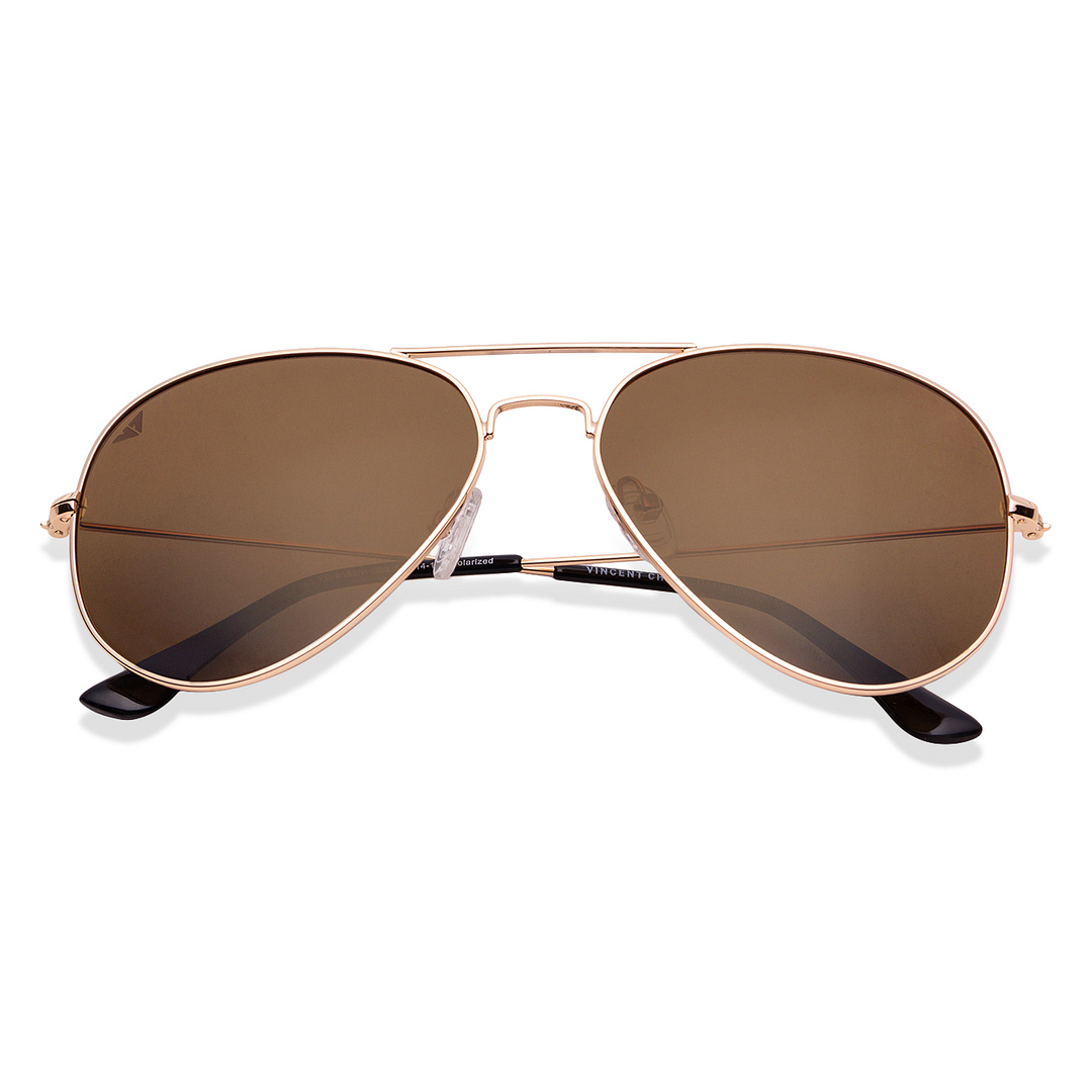 Vincent Chase Polarized Gold Full Rim Aviator left side
