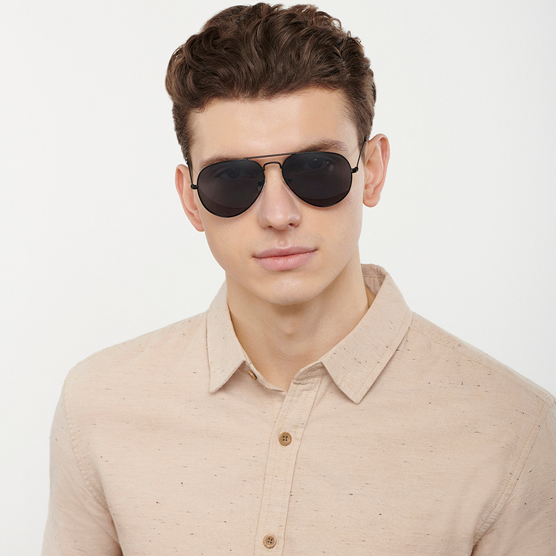 Vincent Chase Polarized Black Full Rim Aviator left side