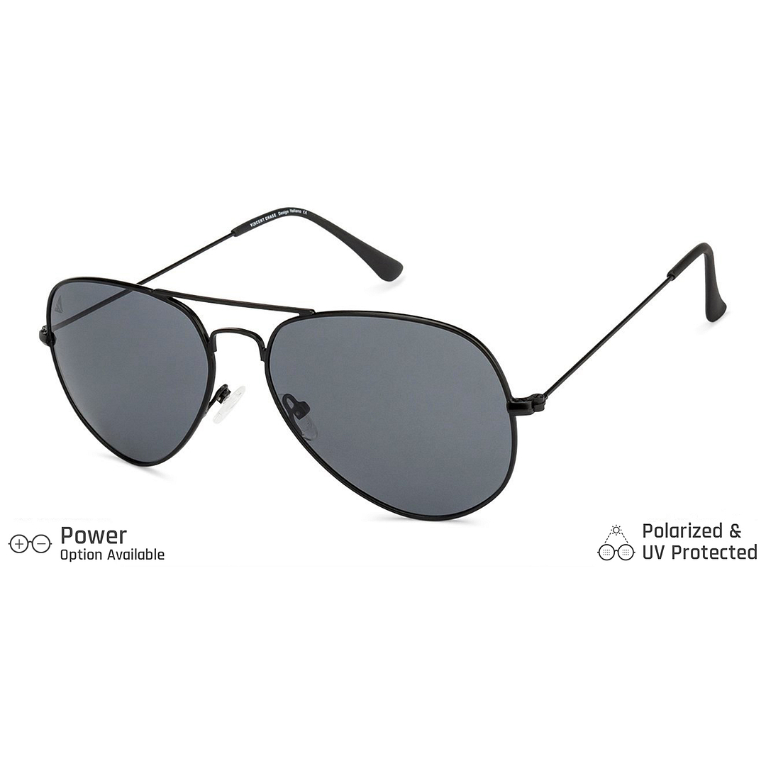 Vincent Chase Polarized Black Full Rim Aviator left side