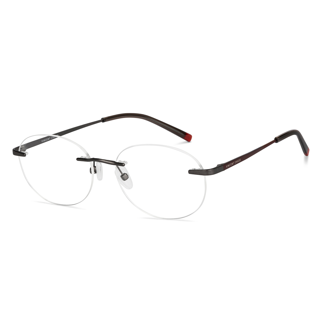Vincent Chase Online Mid Gunmetal Rimless Round right side
