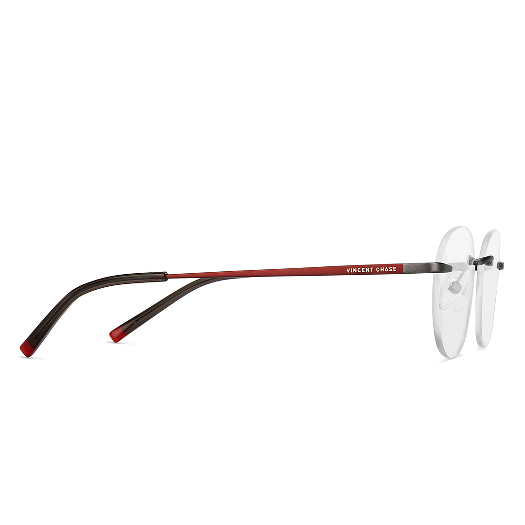Vincent Chase Online Mid Gunmetal Rimless Round left side