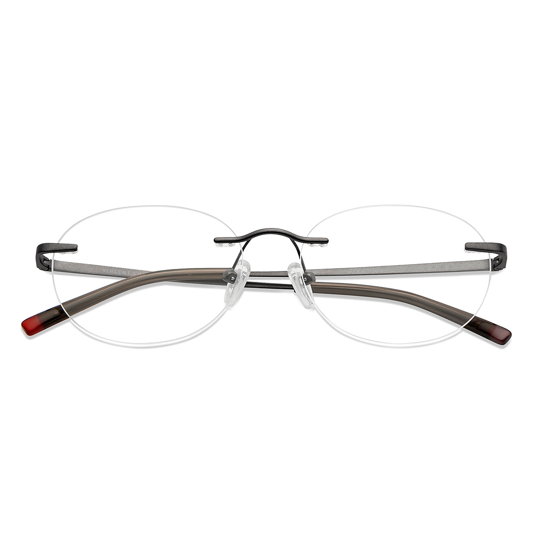Vincent Chase Online Mid Gunmetal Rimless Round left side