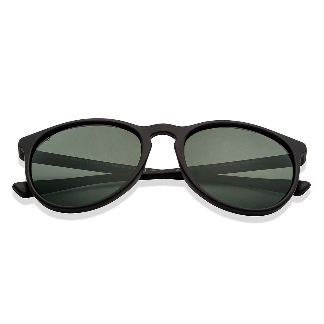 Vincent Chase Polarized Black Full Rim Round left side