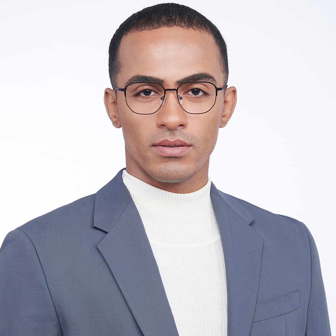 Vincent Chase Black Full Rim Geometric left side