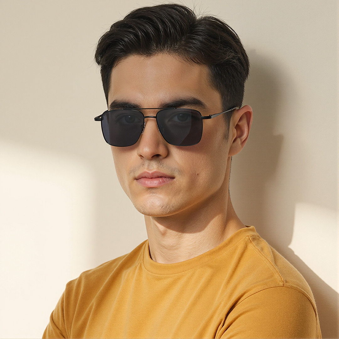 Vincent Chase Polarized Black Full Rim Square left side