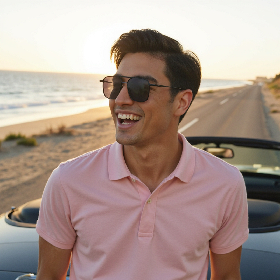 Vincent Chase Polarized Black Full Rim Square left side