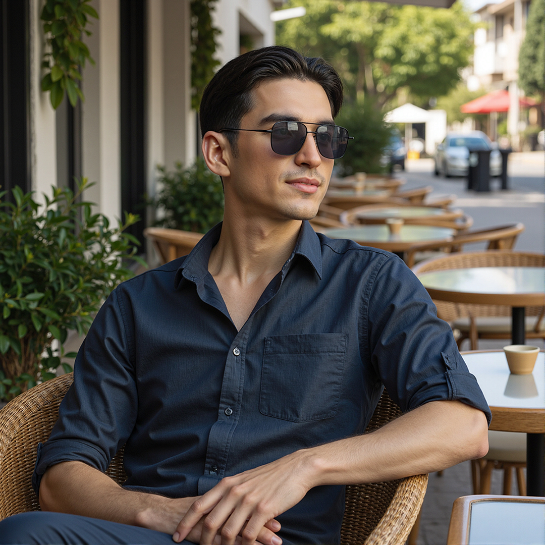 Vincent Chase Polarized Black Full Rim Square left side