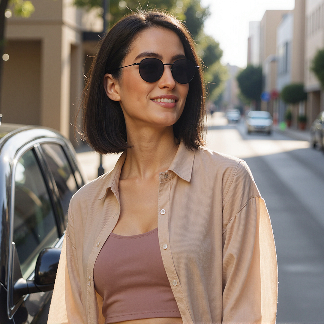 Vincent Chase Polarized Black Full Rim Round right side