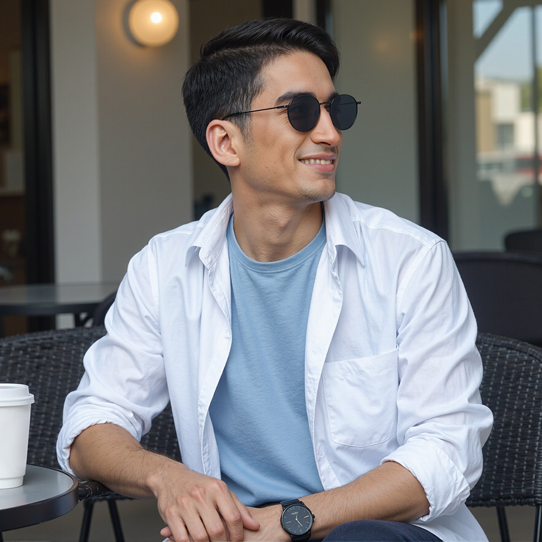 Vincent Chase Polarized Black Full Rim Round left side