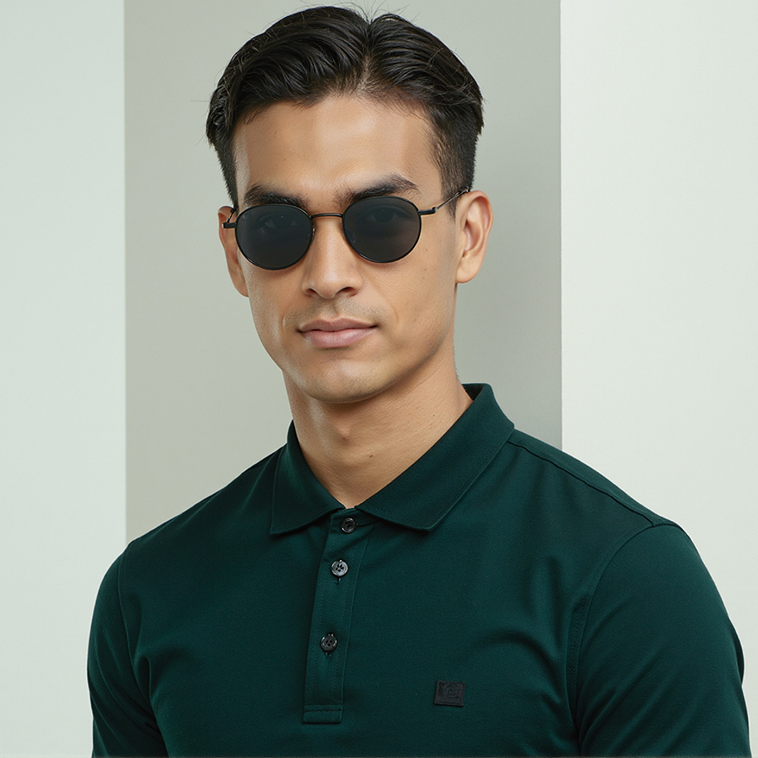 Vincent Chase Polarized Black Full Rim Round left side