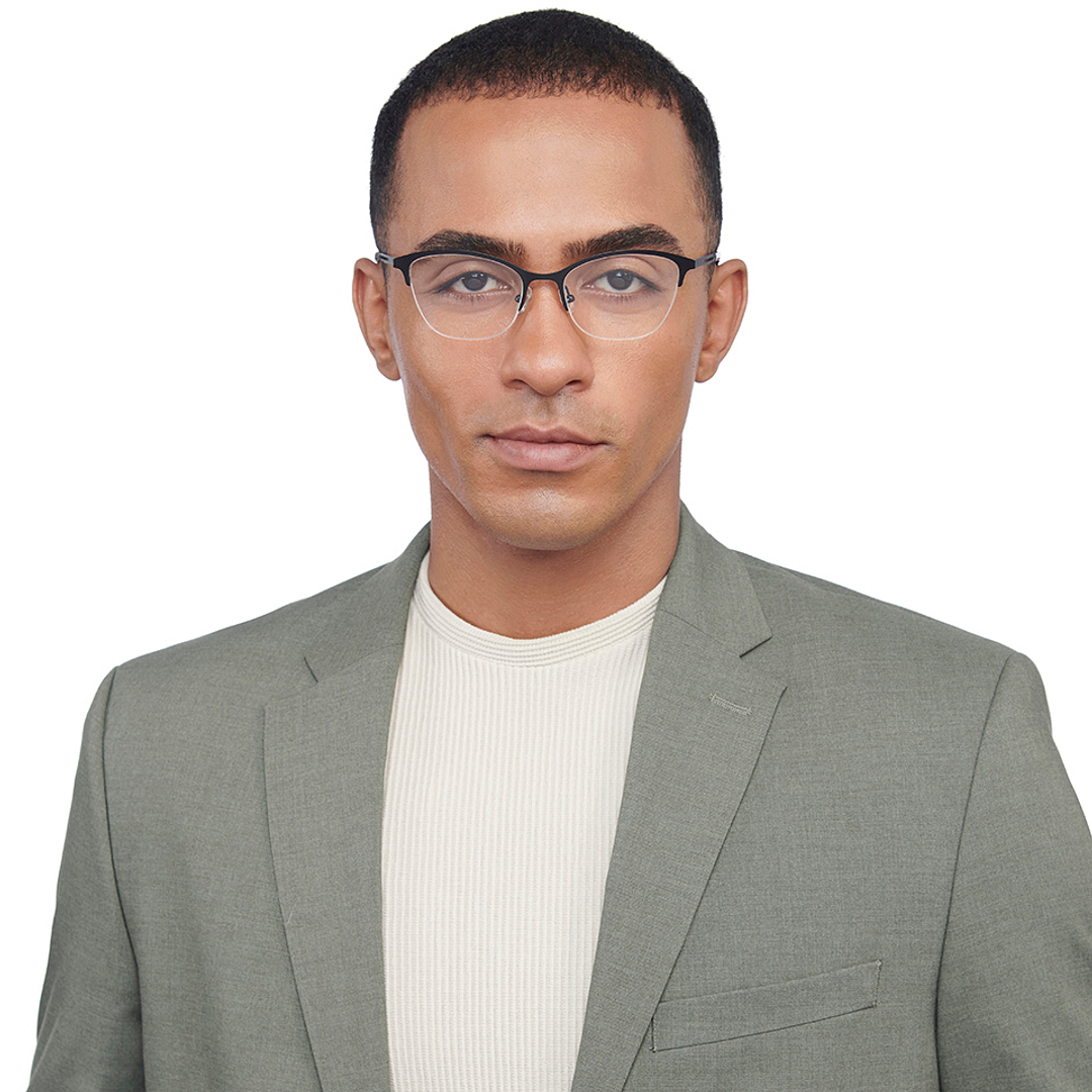 Vincent Chase Online Black Half Rim Cat Eye left side