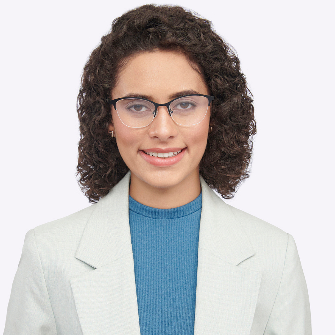 Vincent Chase Online Black Half Rim Cat Eye left side