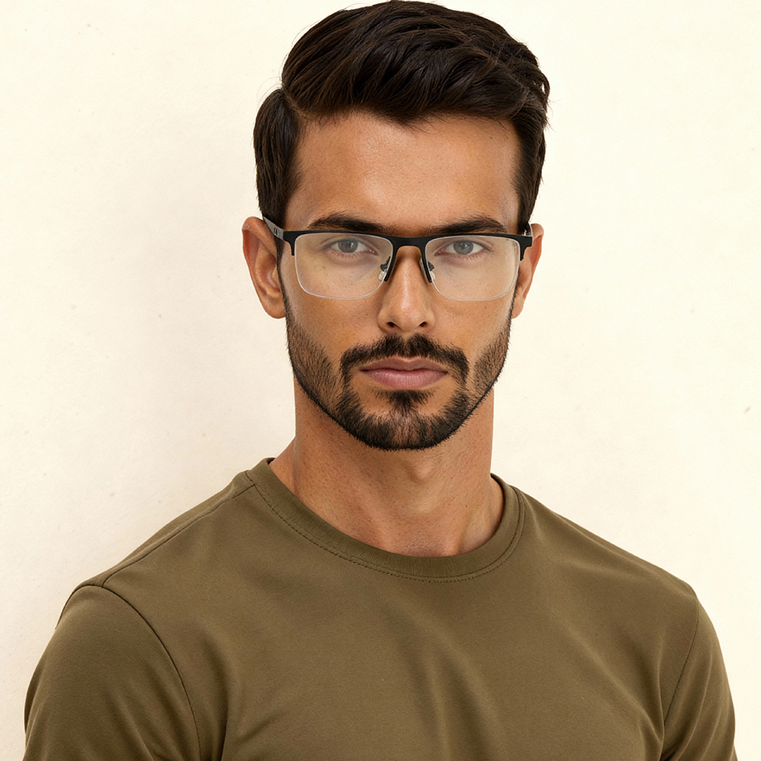 Vincent Chase Black Half Rim Rectangle right side