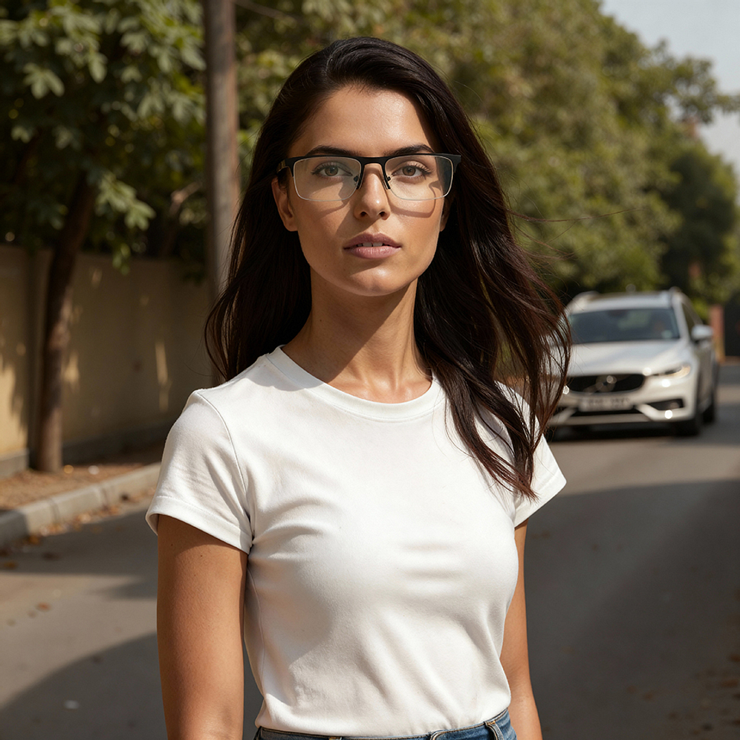 Vincent Chase Black Half Rim Rectangle right side