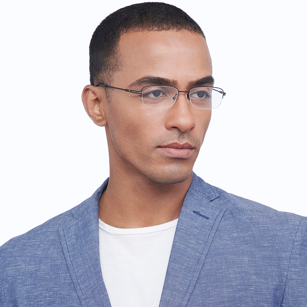 Vincent Chase Online Black Half Rim Rectangle left side