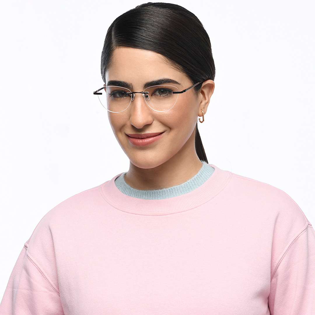 Vincent Chase Online Black Rimless Cat Eye left side