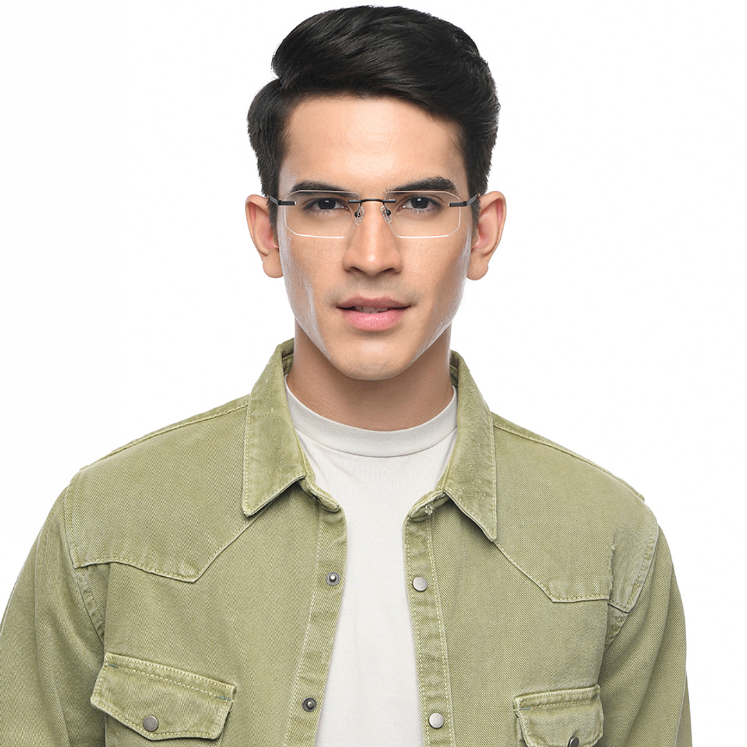 Vincent Chase Online Black Rimless Geometric left side