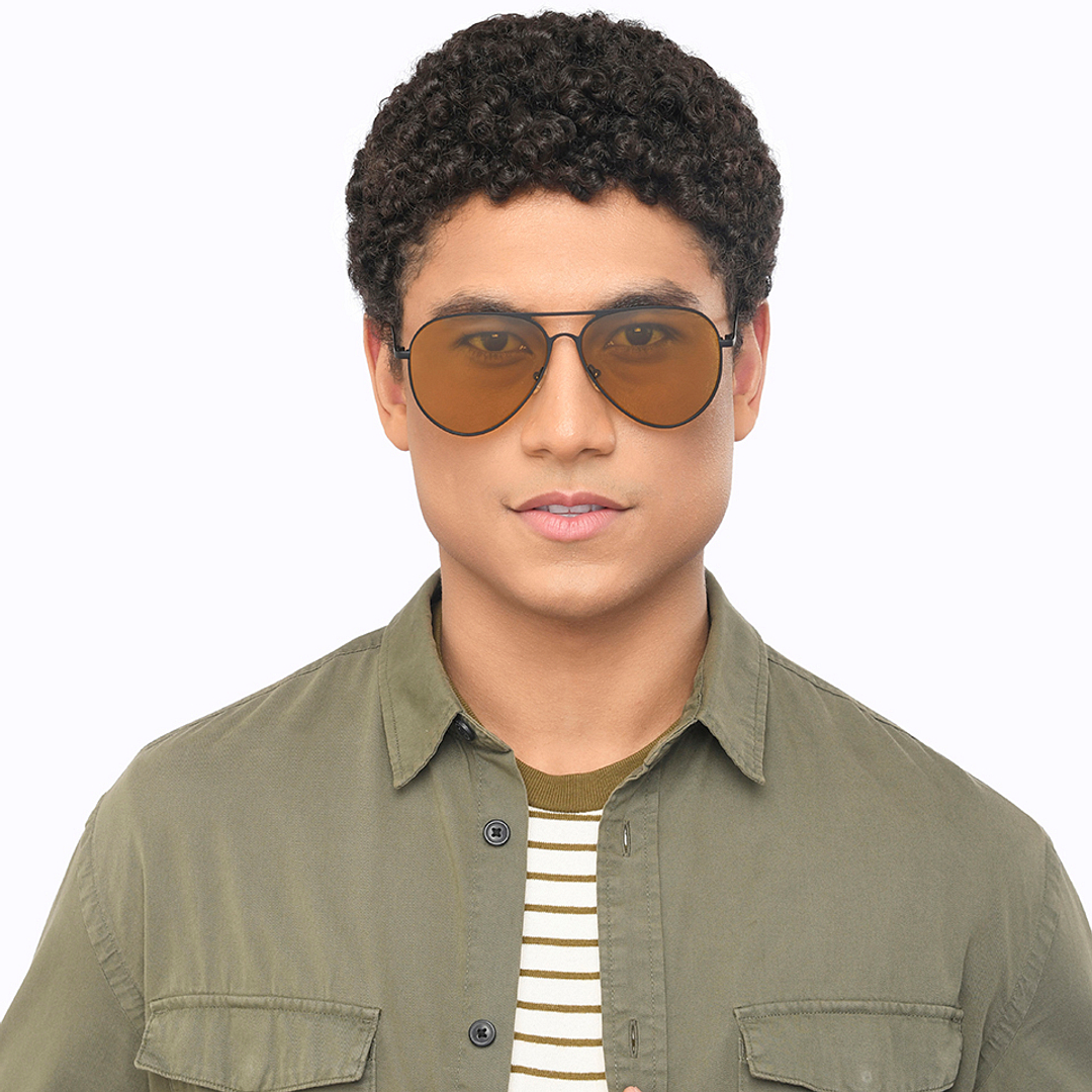 Vincent Chase Online Black Full Rim Aviator left side