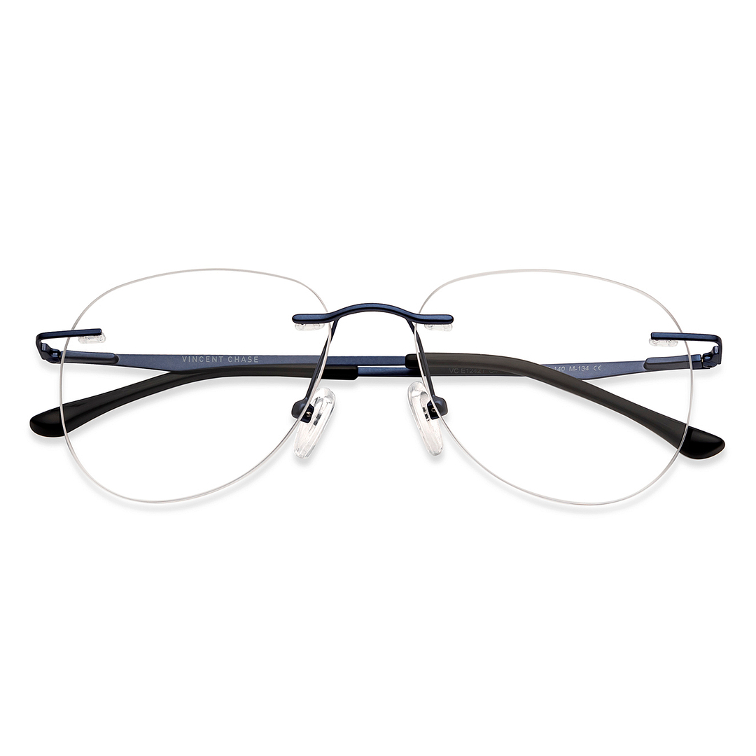 Vincent Chase Online Sky Blue Rimless Aviator left side