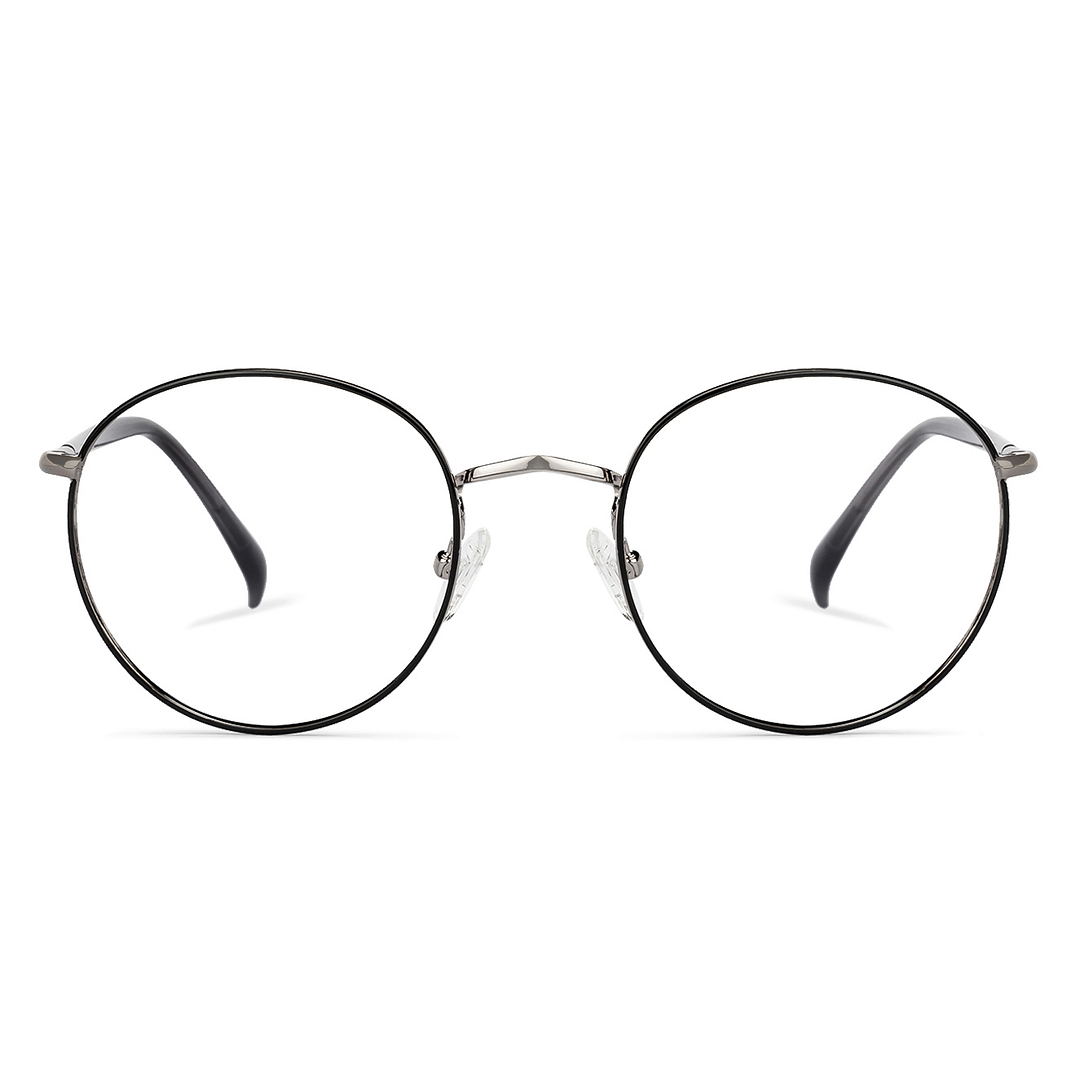 Vincent Chase Screen Glasses Blue Block Zero Power Screen Glasses : Metal Black Grey Full Rim Round Medium Size-50 Vincent Chase SLEEK STEEL VC E11560-C1 left side