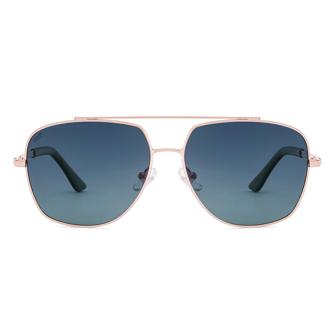 Blue Gold Full Rim Square Vincent Chase Polarized Metal VC S18602
