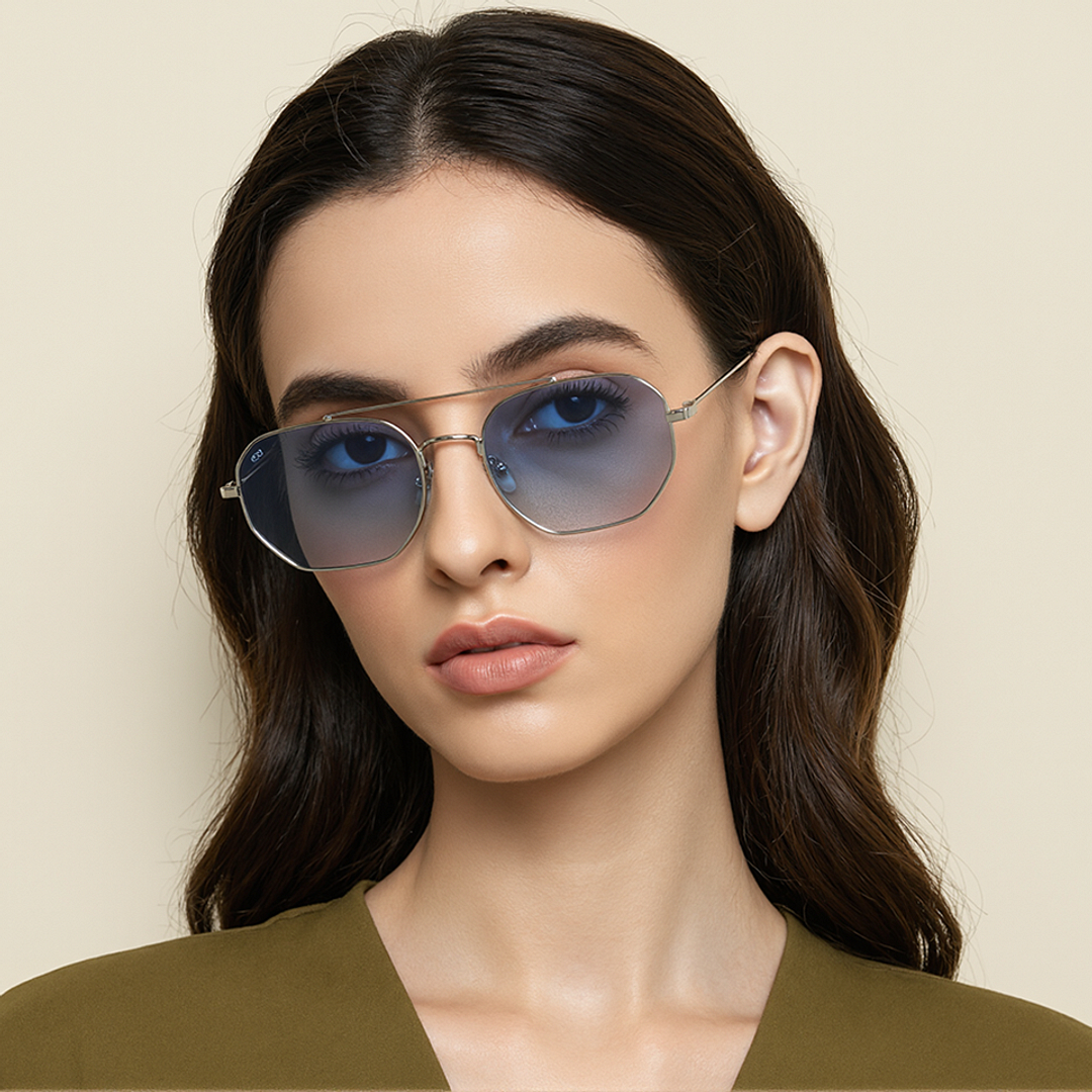 Buy Blue Gradient Silver Full Rim Geometric Vincent Chase