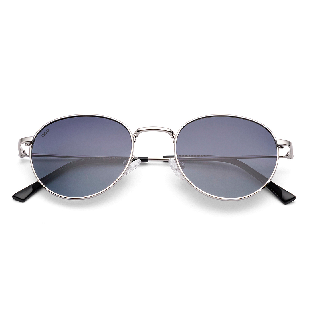 Blue Gradient Silver Full Rim Round Vincent Chase Polarized Metal