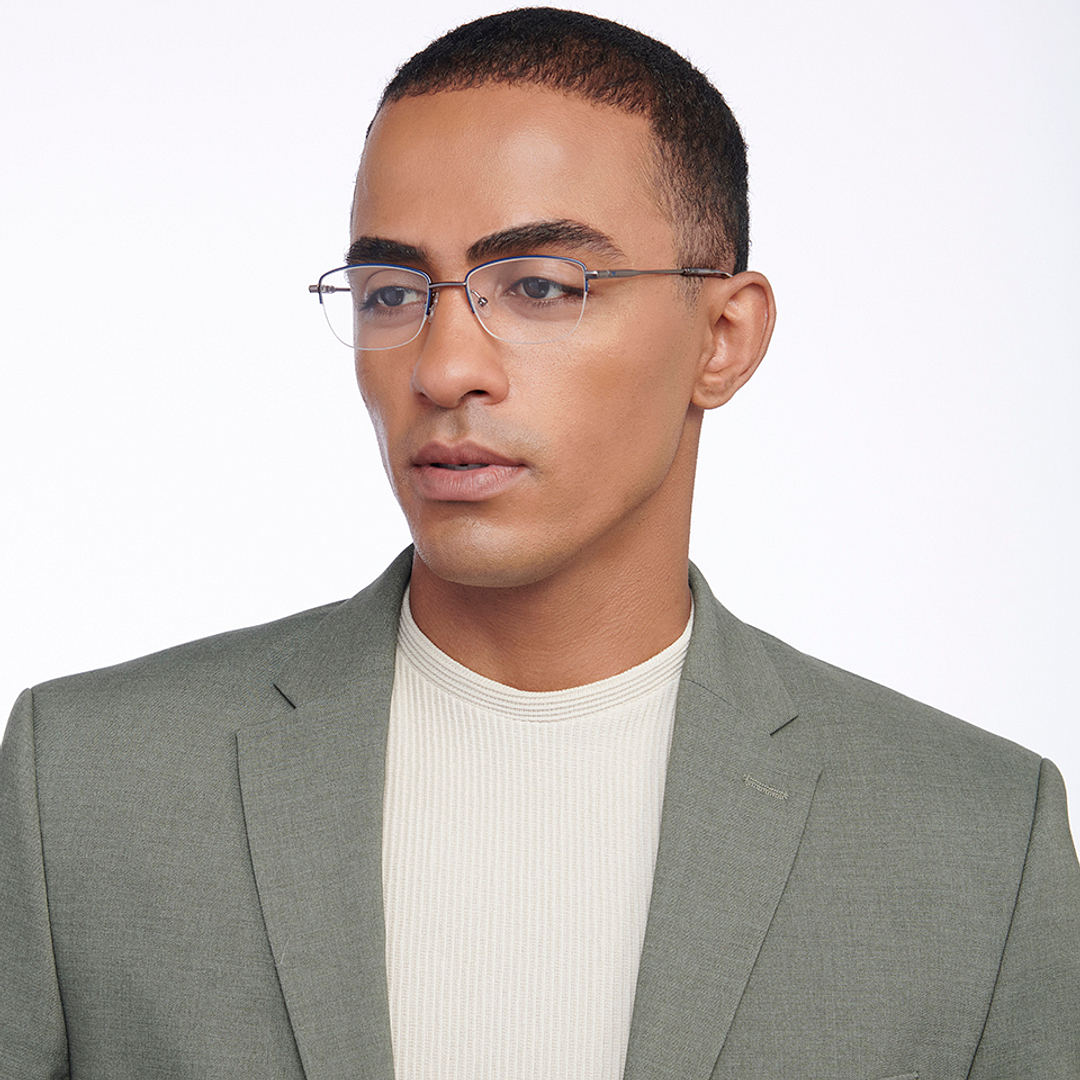 Vincent Chase Online Sky Blue Half Rim Rectangle right side