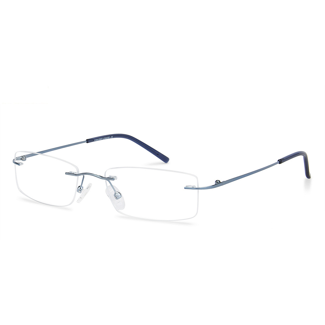 Vincent Chase Sky Blue Rimless Rectangle left side