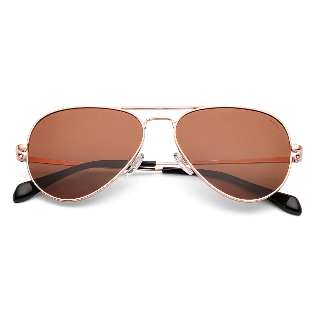 Vincent Chase Polarized Gold Full Rim Aviator left side