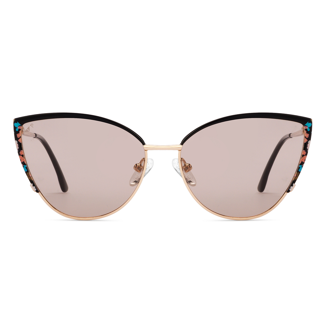 Buy Brown Gold Full Rim Cat Eye Vincent Chase Polarized FLORAL