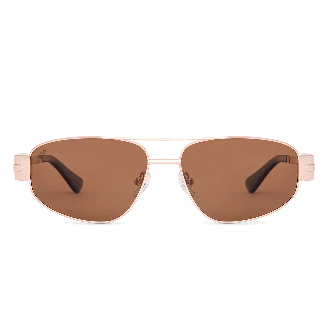 Brown Gold Full Rim Geometric Vincent Chase Sun Metal VC S18595