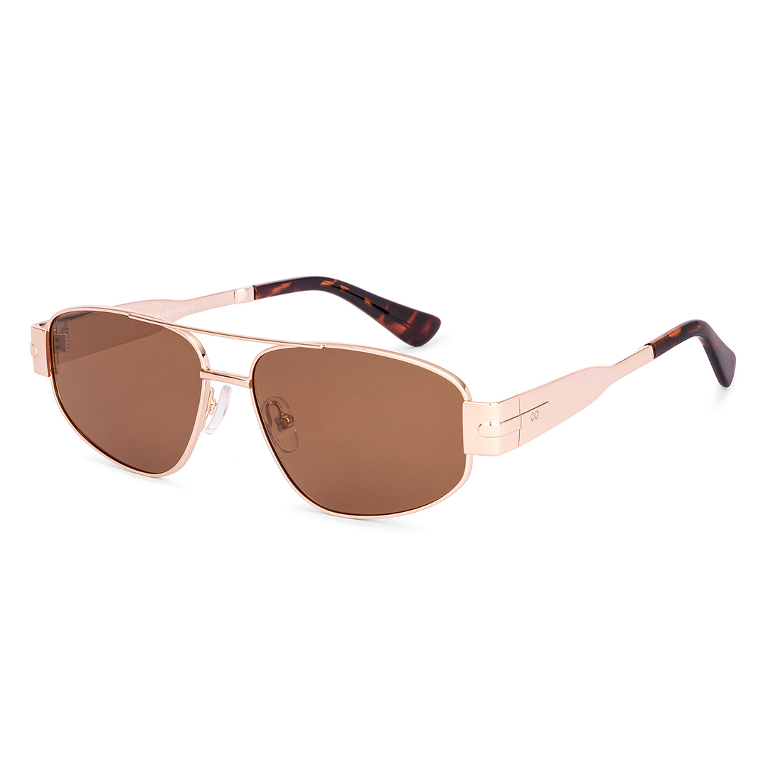 Brown Gold Full Rim Geometric Vincent Chase Sun Metal VC S18595