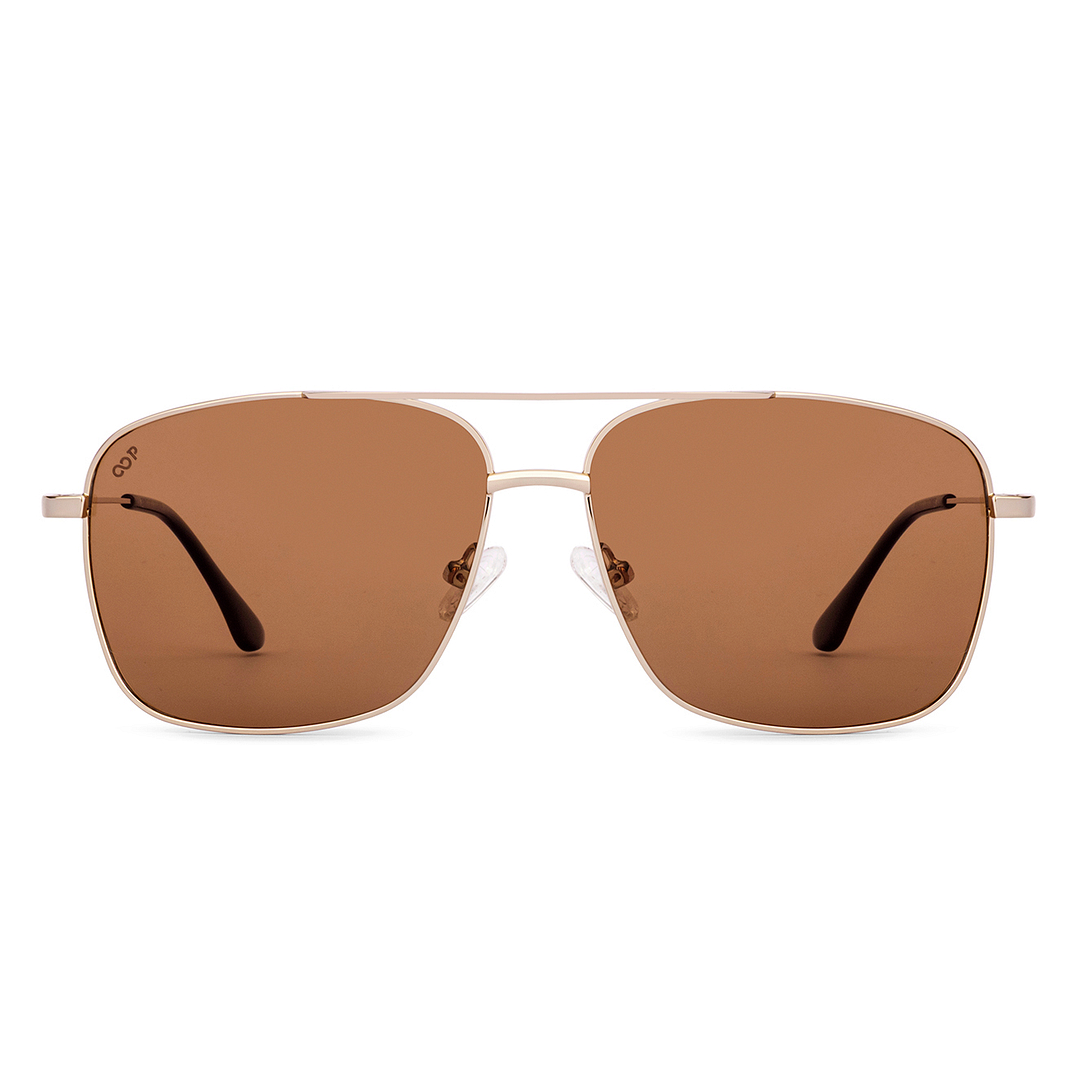 Brown Gold Full Rim Square Vincent Chase Metal VC S18684 Polarized