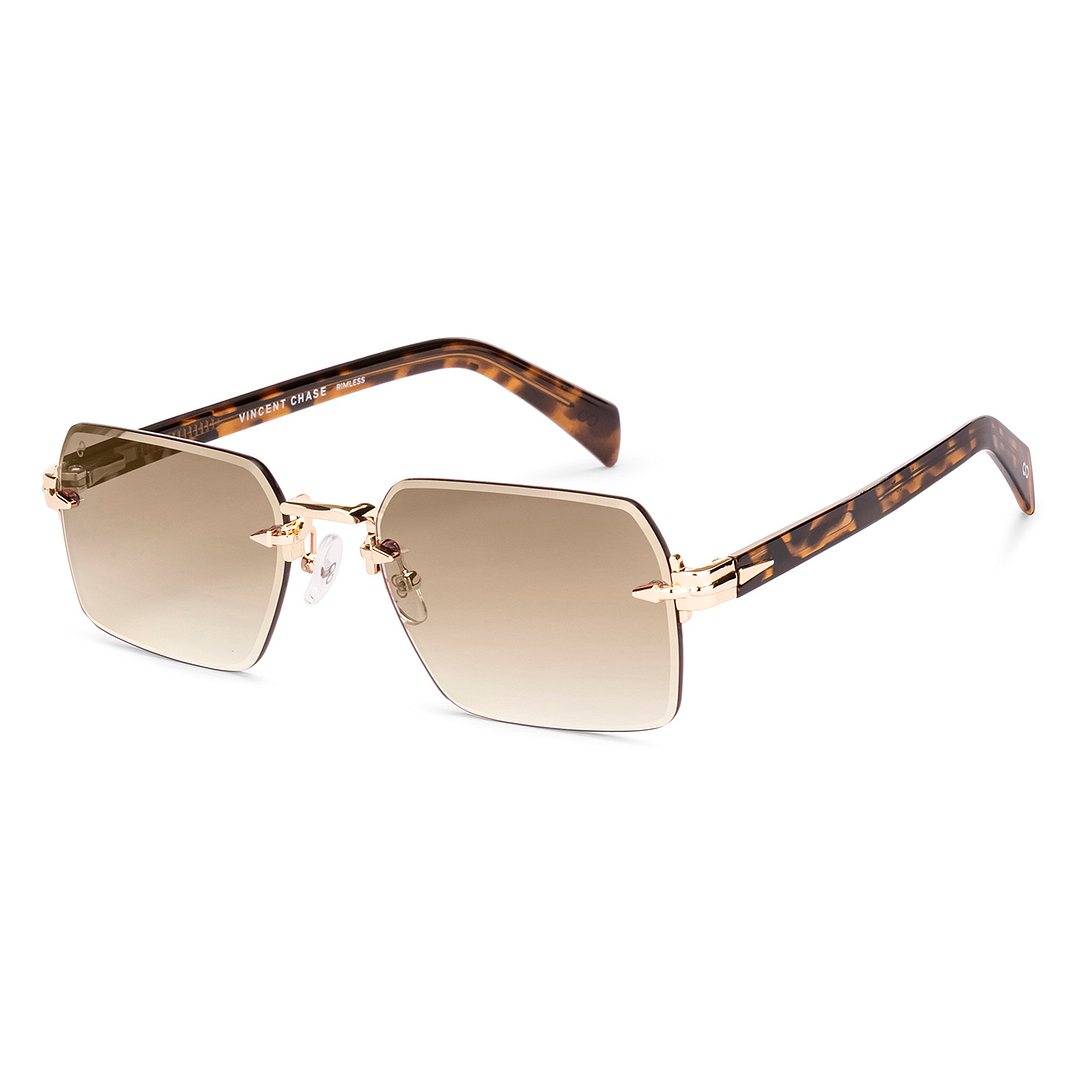 Vincent Chase Gold Rimless Rectangle left side