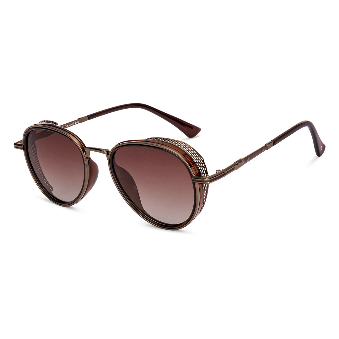 Buy Brown Gradient Full Rim Aviator Vincent Chase Polarized Sun