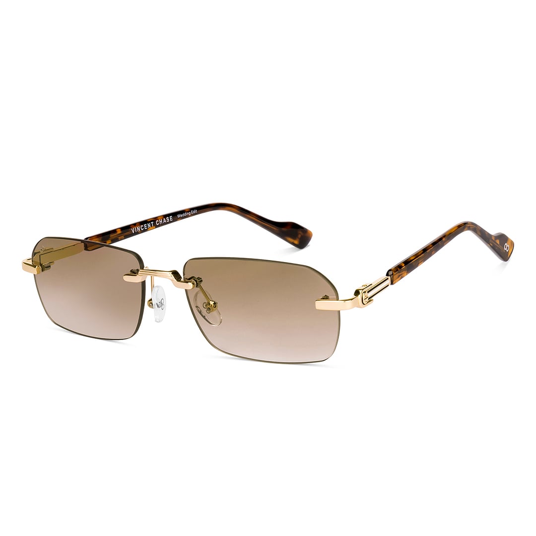 Vincent Chase Gold Rimless Rectangle left side