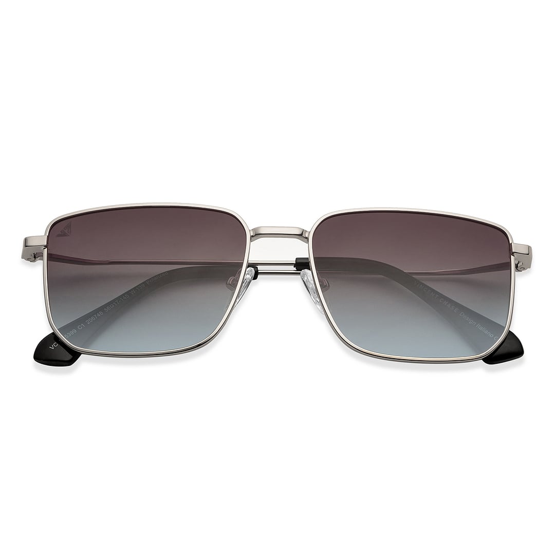 Vincent Chase Polarized Silver Full Rim Rectangle left side