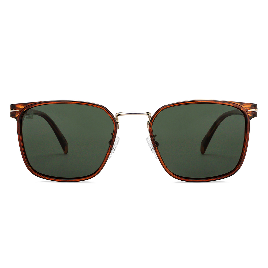 Buy Brown Green Full Rim Rectangle Square Vincent Chase Polorized
