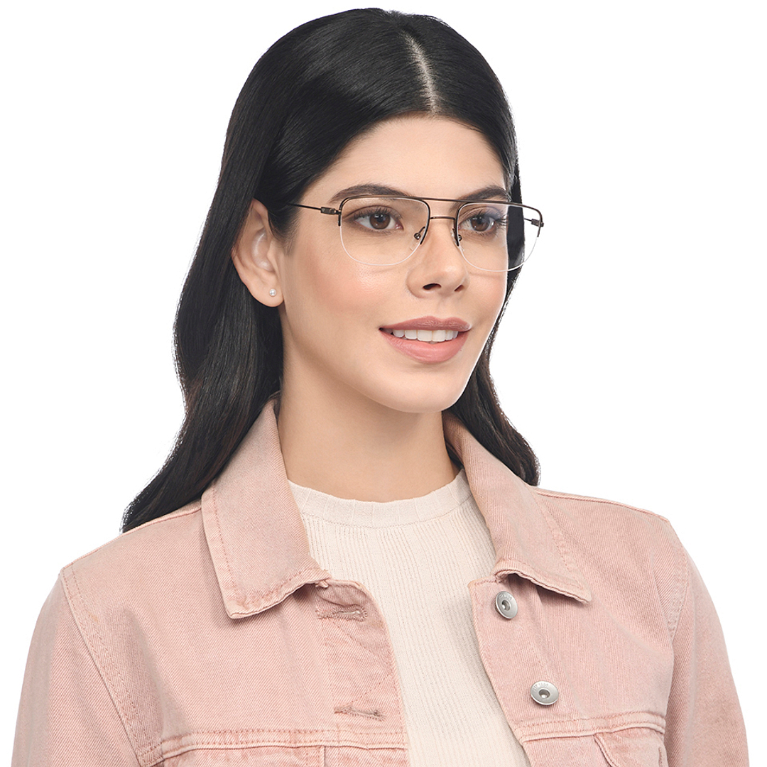 Vincent Chase Online Light Brown Half Rim Rectangle left side