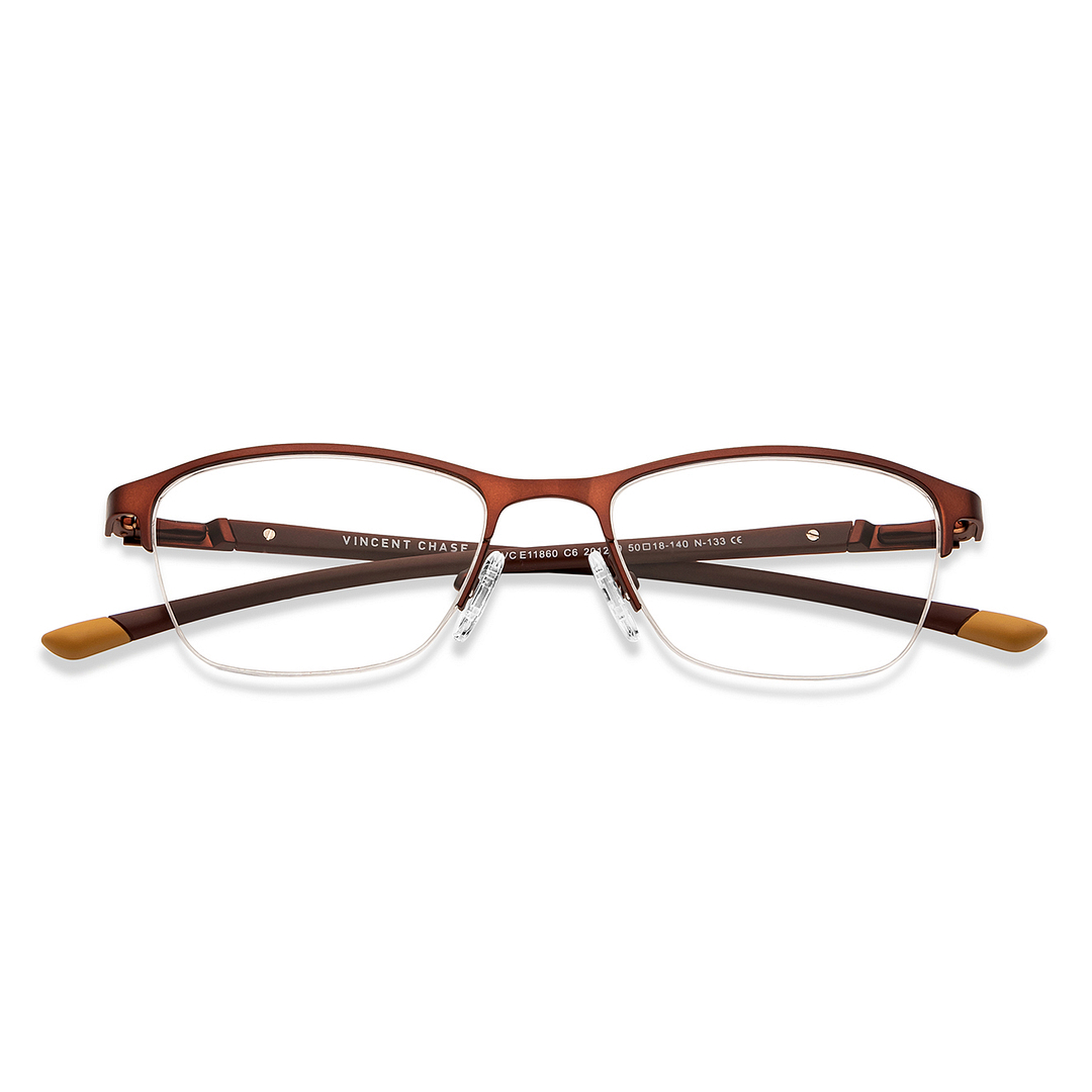 Vincent Chase Online Light Brown Half Rim Cat Eye left side