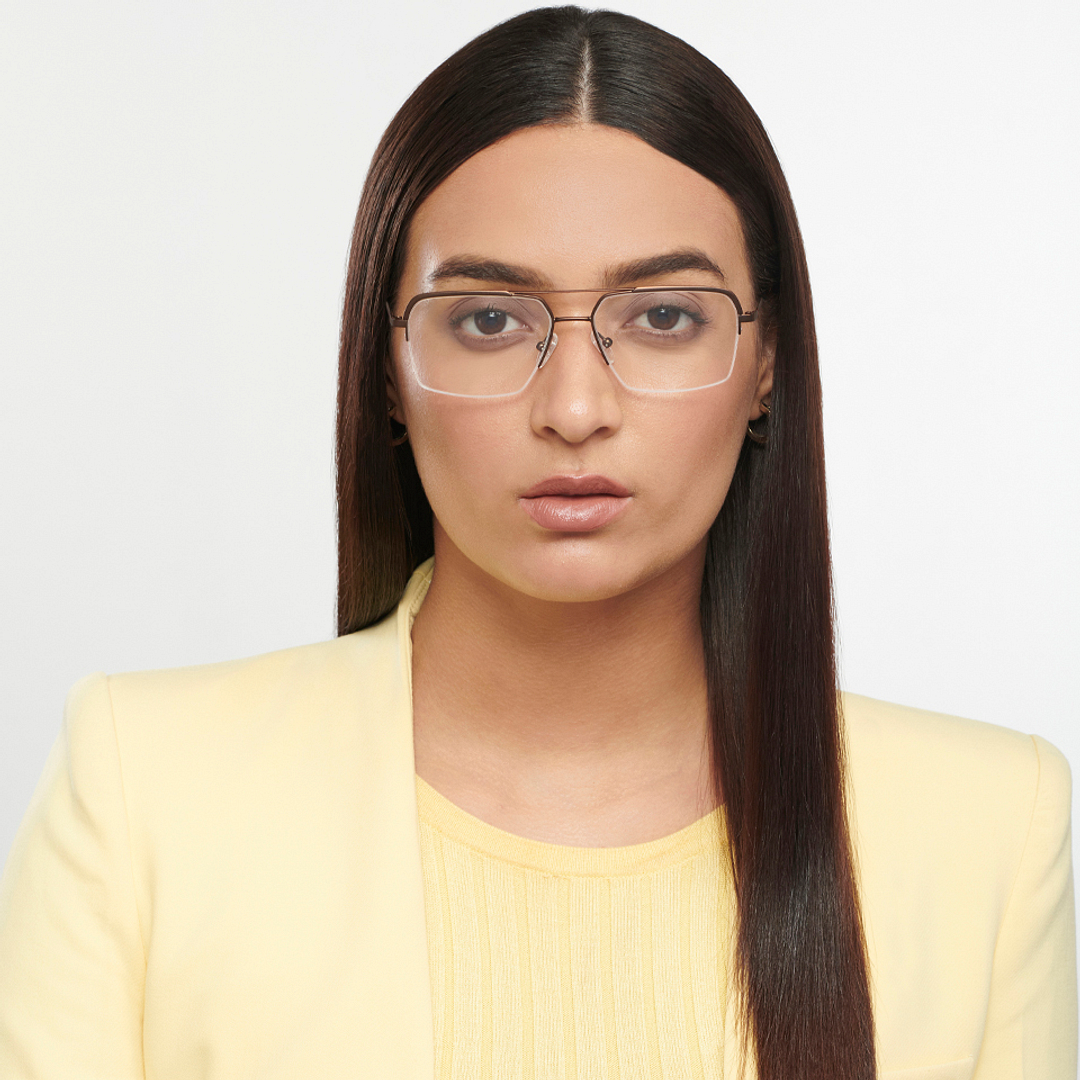 Vincent Chase Online Light Brown Half Rim Square left side