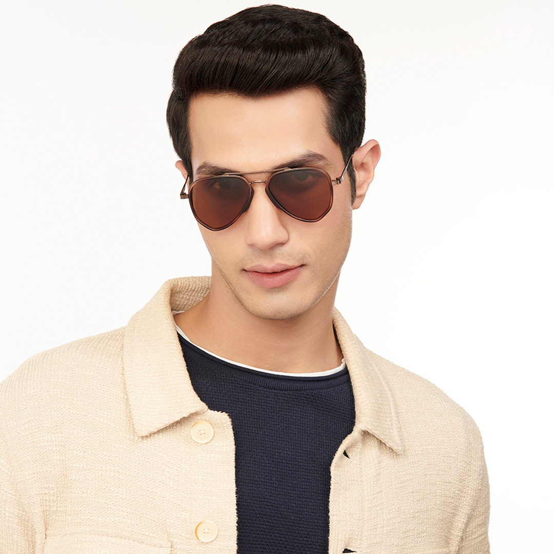 Vincent Chase Online Brown Full Rim Aviator left side