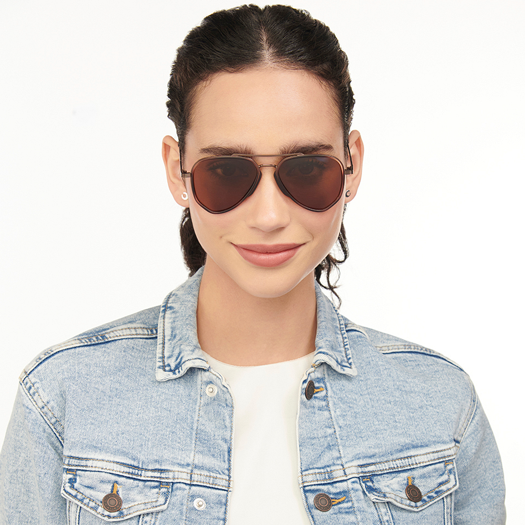Vincent Chase Online Brown Full Rim Aviator left side